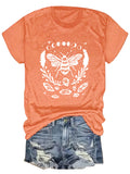 Celestial Moth Moon Phase Graphic Tee - Orange
