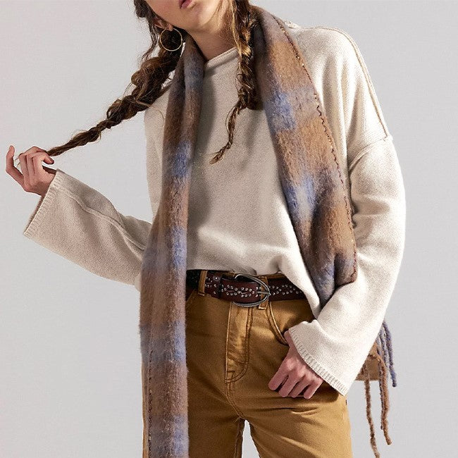 Oversized Rollneck Drop Shoulder Knit Sweater - Apricot - 1