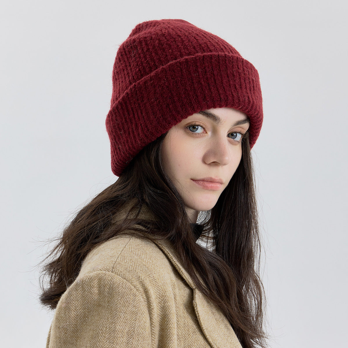 Classic Fold Over Rib Knit Beanie Winter Hat