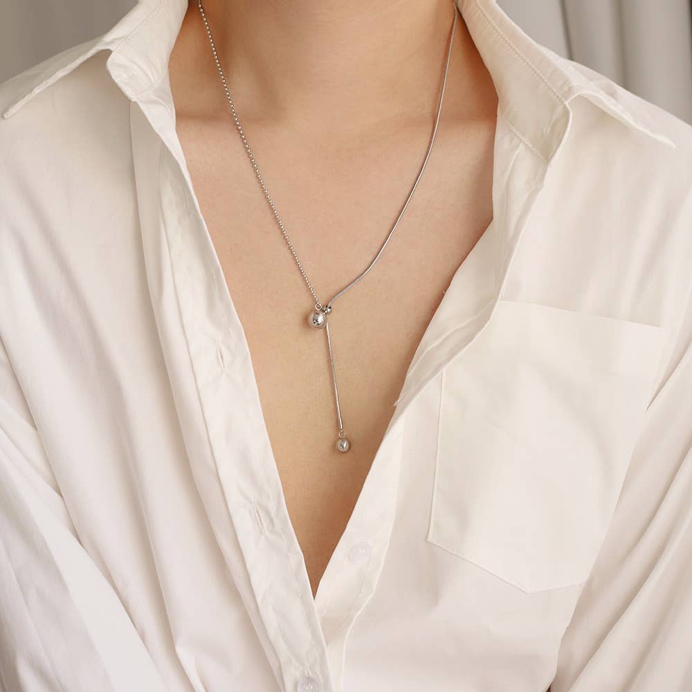 Sliding Ball Bead Y Drop Necklace