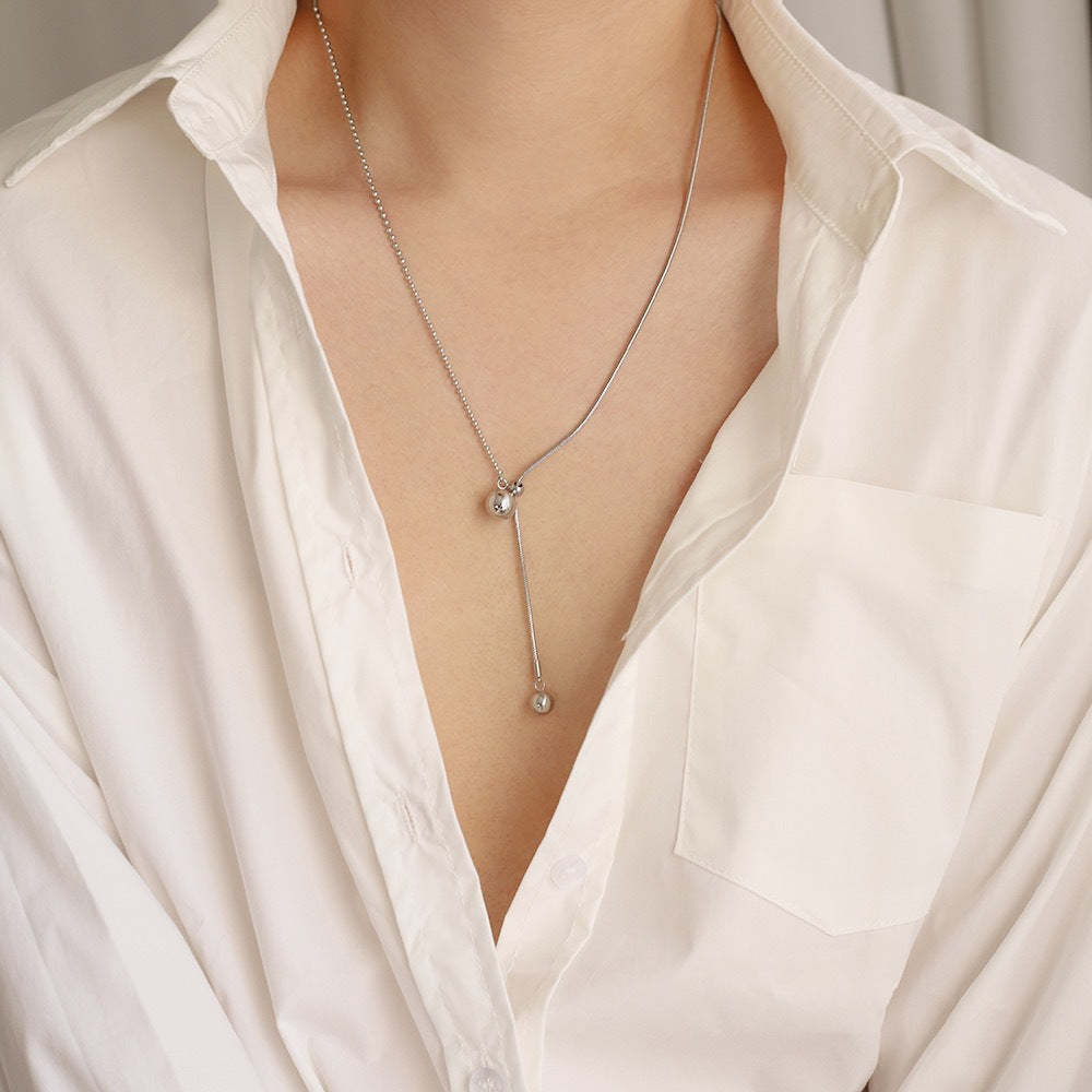 Sliding Ball Bead Y Drop Necklace - view 1