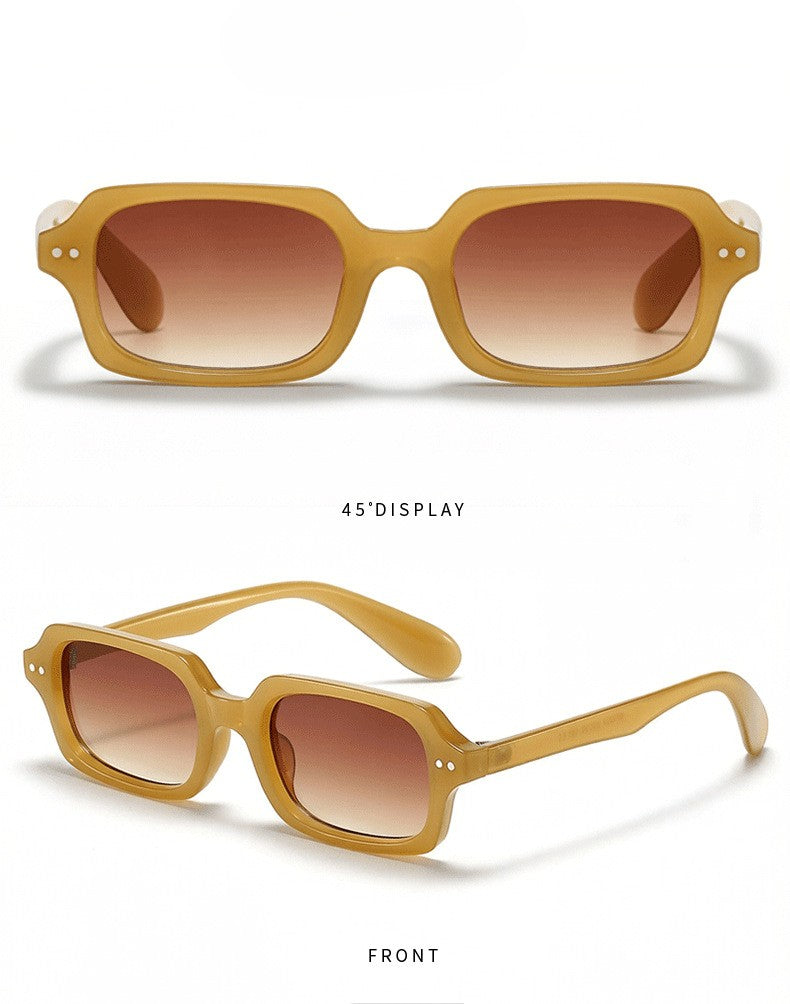 Bold Rectangle Sunglasses With Nineties Stud Trim