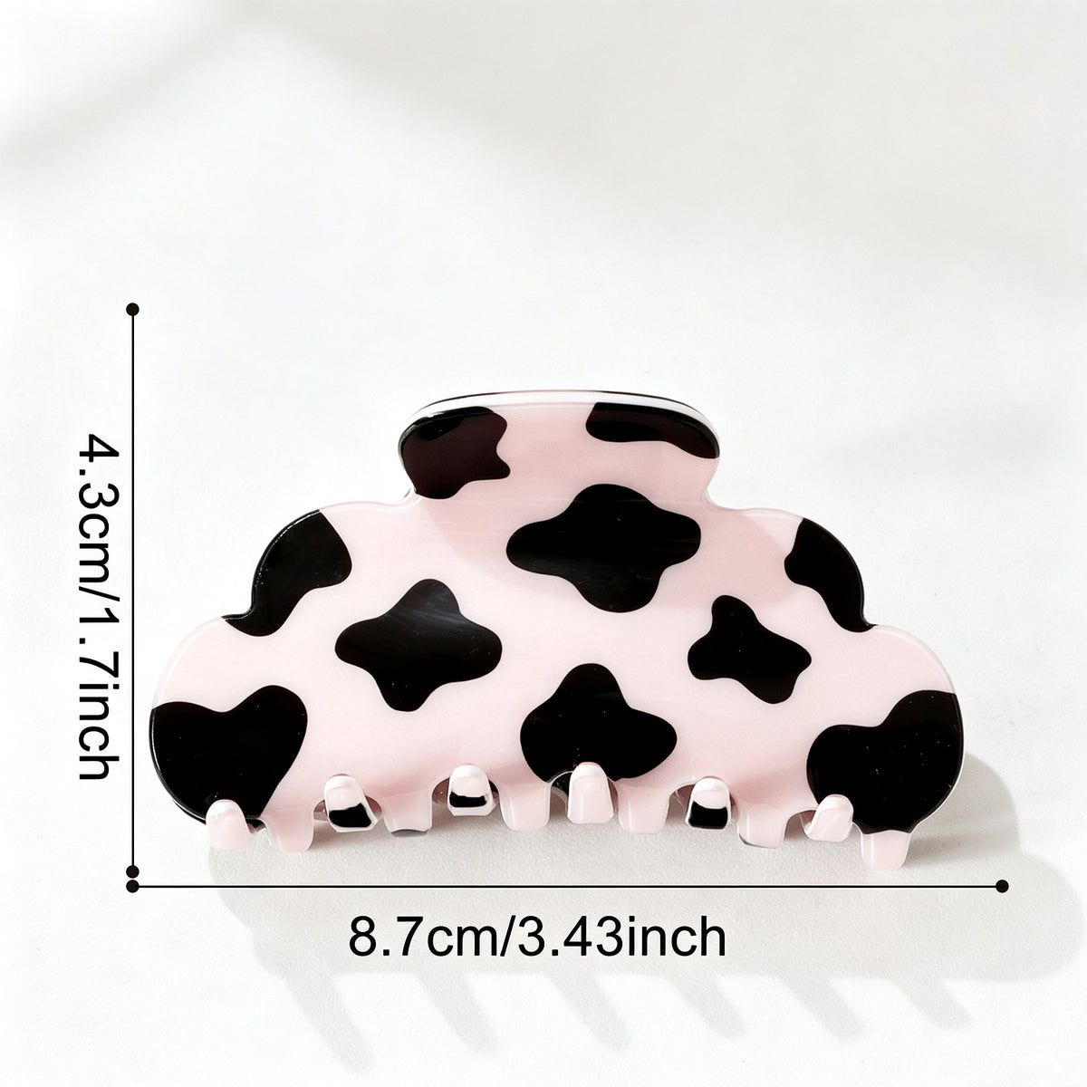 Arched Claw Clip With Cow Spot Print - Pink