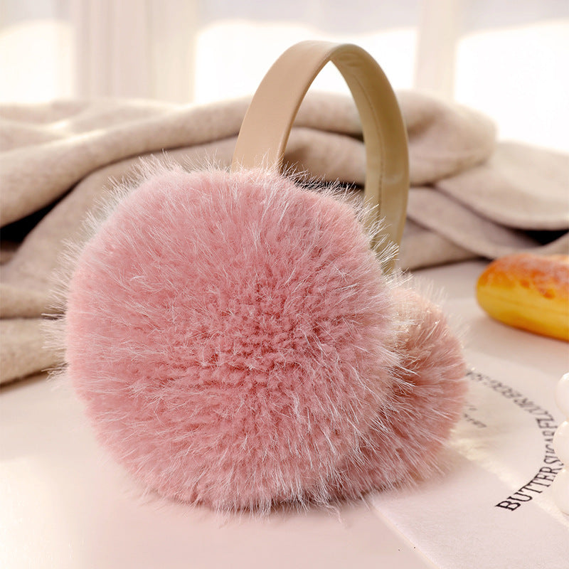 Soft Plush Pom Pom Winter Ear Muffs - Pink