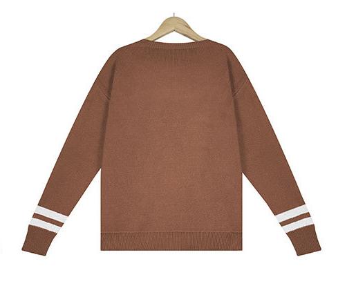 Apres Ski Letter Jacquard Crewneck Sweater - Coffee - 2