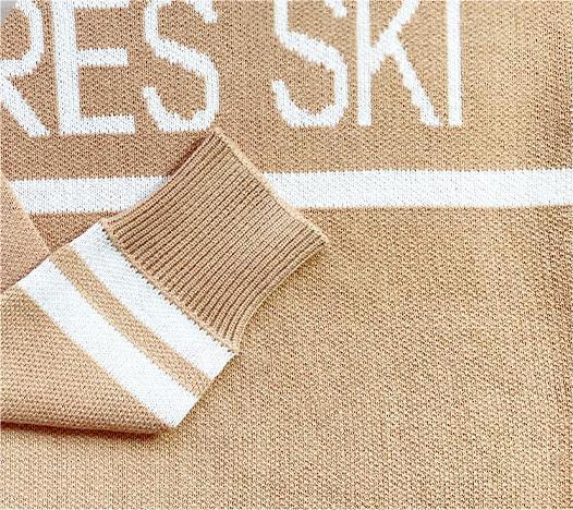 Apres Ski Letter Jacquard Crewneck Sweater - Khaki - 1