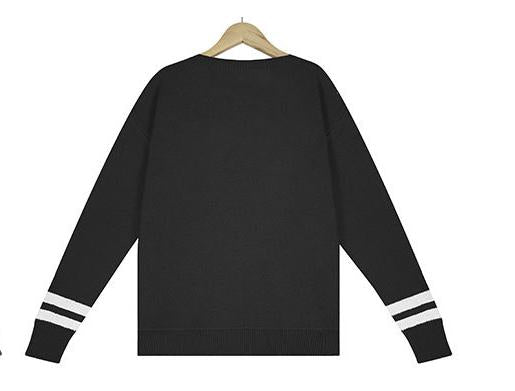 Apres Ski Letter Jacquard Crewneck Sweater - black - 1