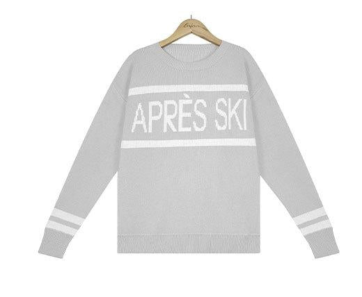 Apres Ski Letter Jacquard Crewneck Sweater - grey - 2