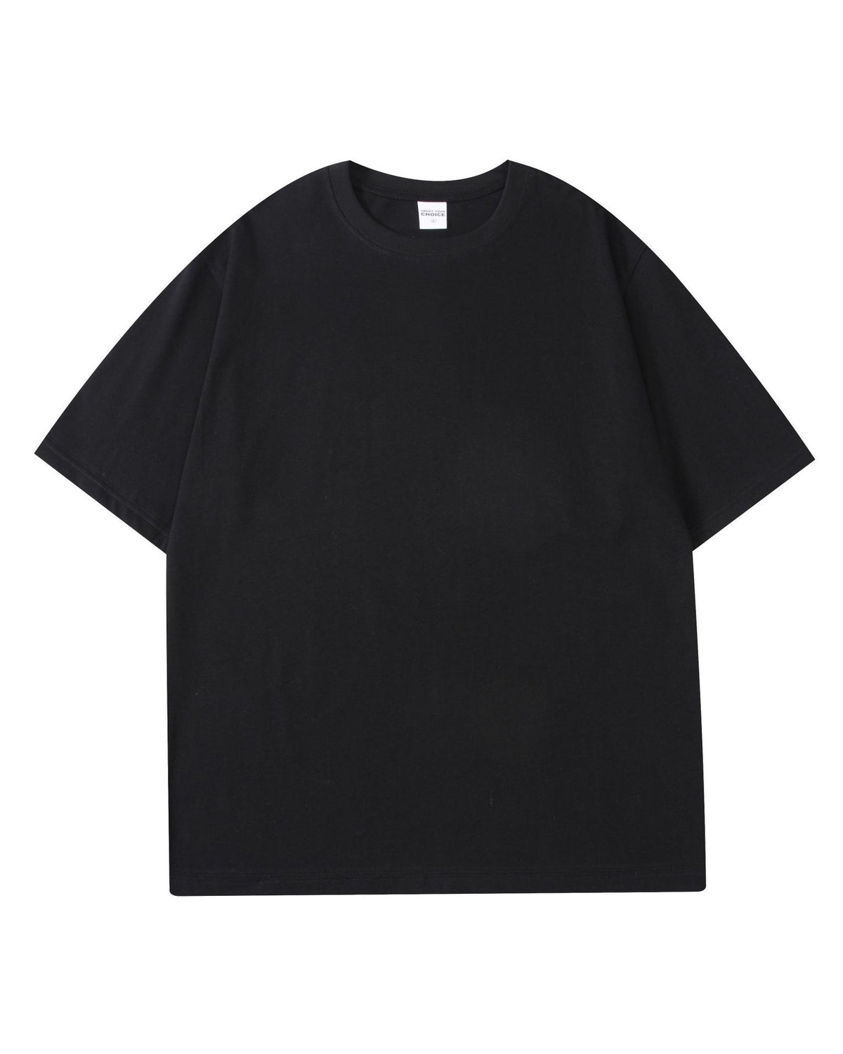 Boxy Drop Shoulder Cotton T-Shirt - Black