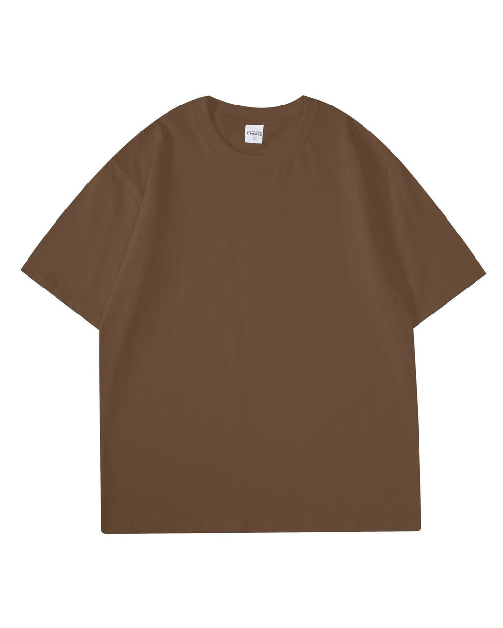 Boxy Drop Shoulder Cotton T-Shirt - Coffee