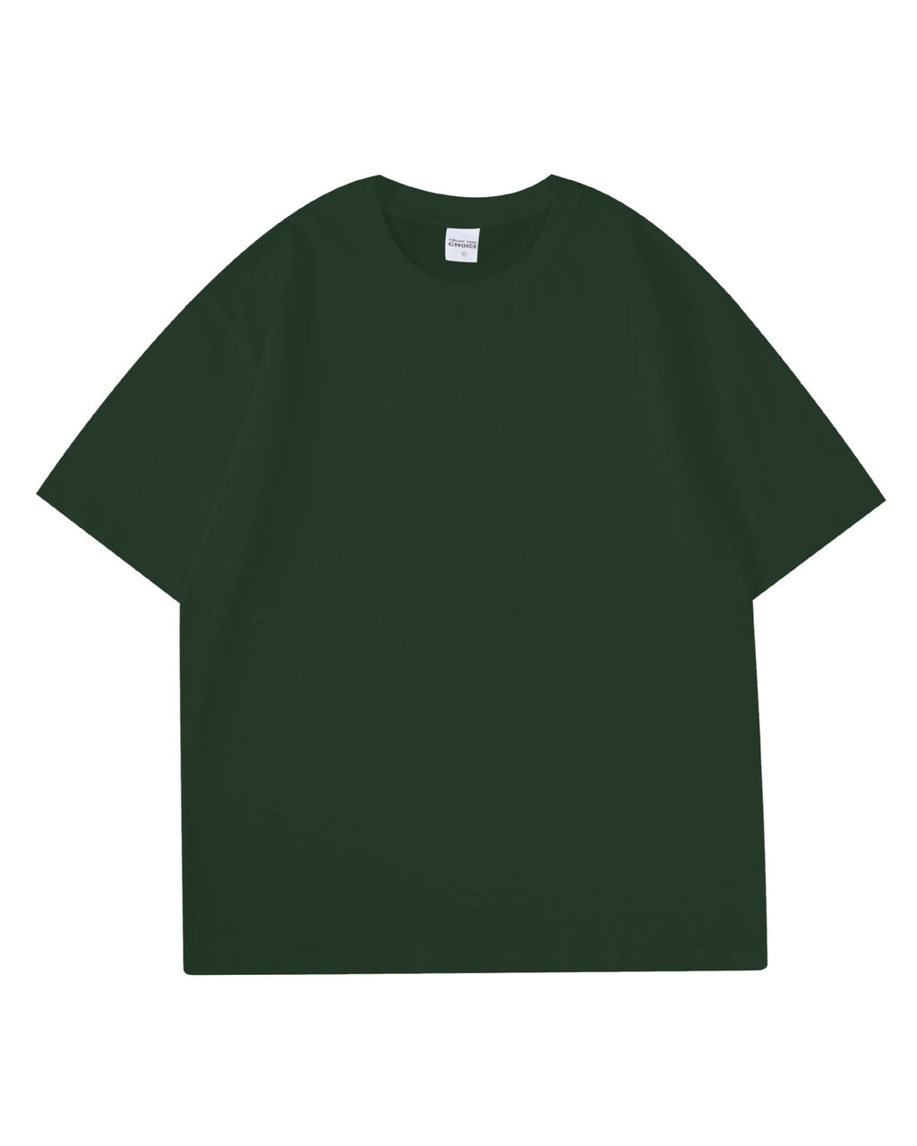 Boxy Drop Shoulder Cotton T-Shirt - Dark-Green