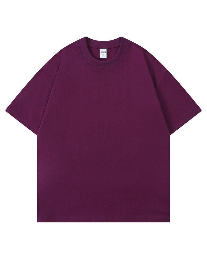 Boxy Drop Shoulder Cotton T-Shirt - Grape