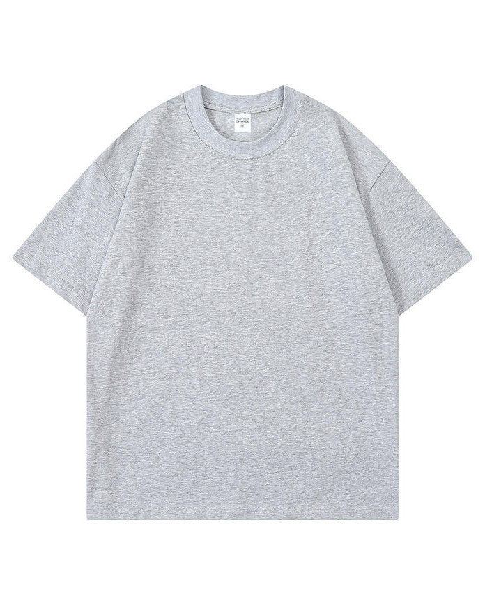 Boxy Drop Shoulder Cotton T-Shirt - Grey