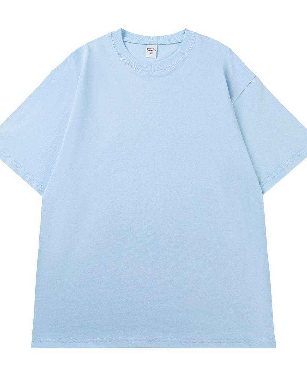 Boxy Drop Shoulder Cotton T-Shirt - Ice-Blue