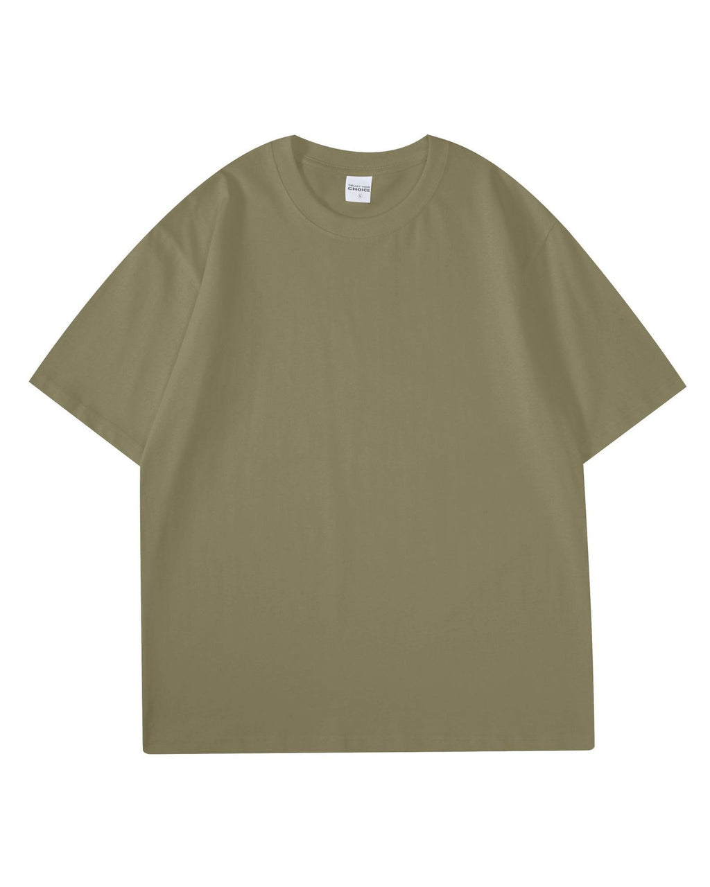 Boxy Drop Shoulder Cotton T-Shirt - Khaki