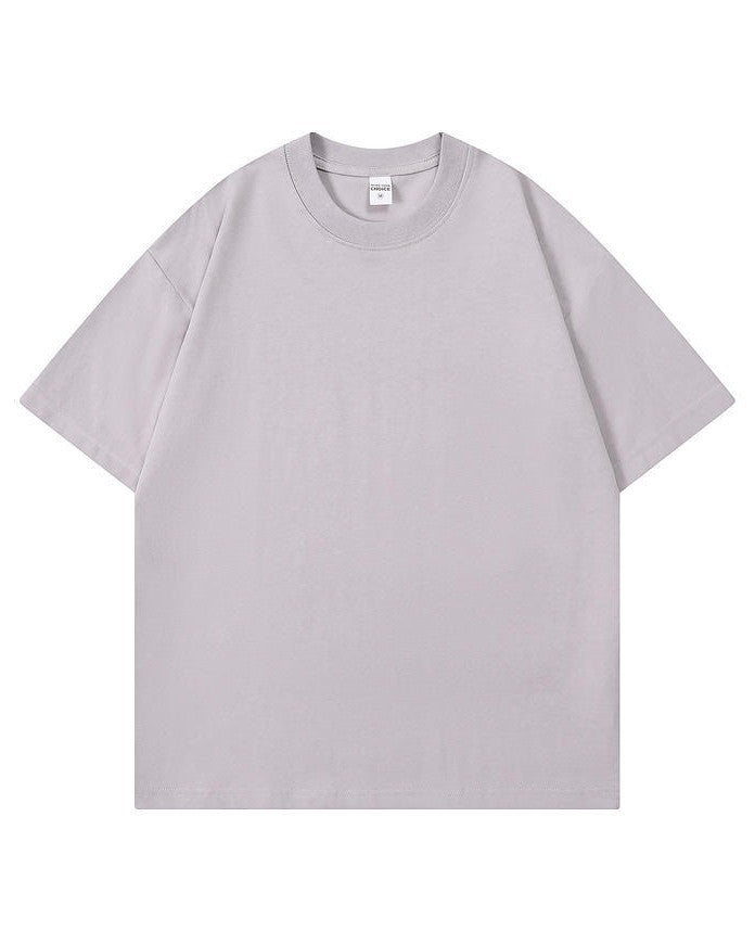 Boxy Drop Shoulder Cotton T-Shirt - Purple
