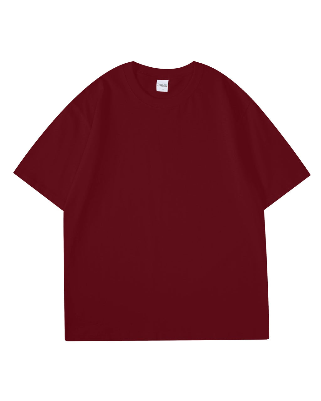 Boxy Drop Shoulder Cotton T-Shirt - Wine-Red