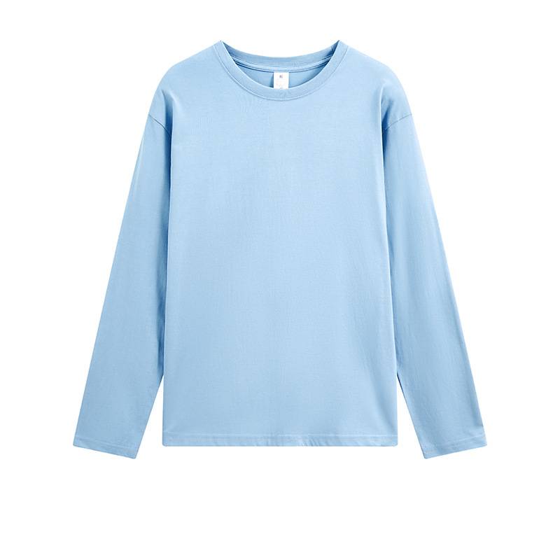Long Sleeve Cotton Crew Neck Tee - Blue