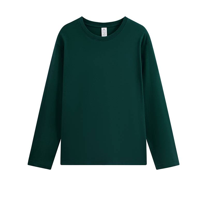 Long Sleeve Cotton Crew Neck Tee - Forest