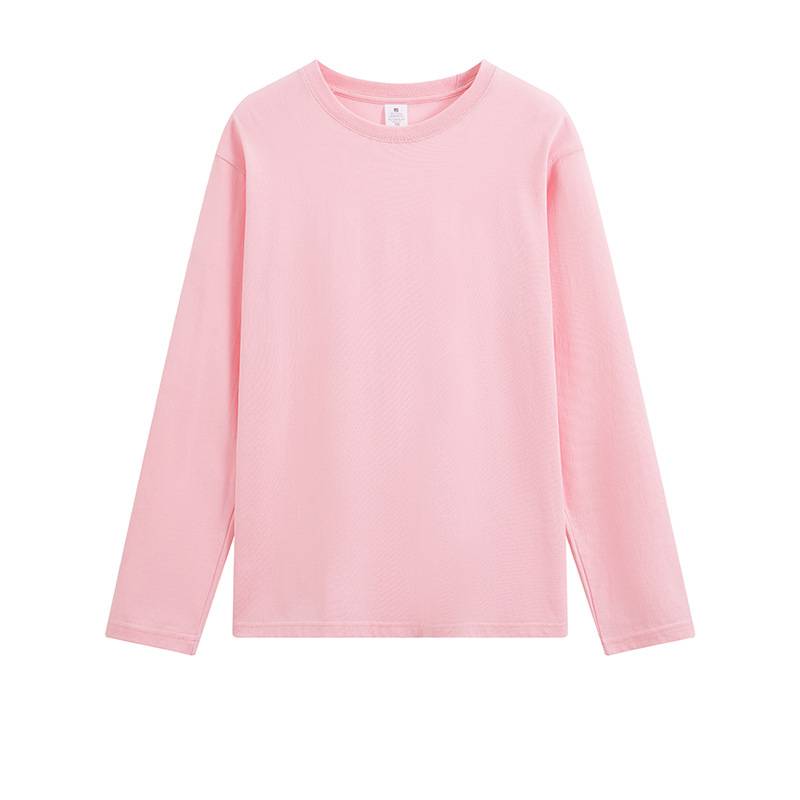 Long Sleeve Cotton Crew Neck Tee - Pink