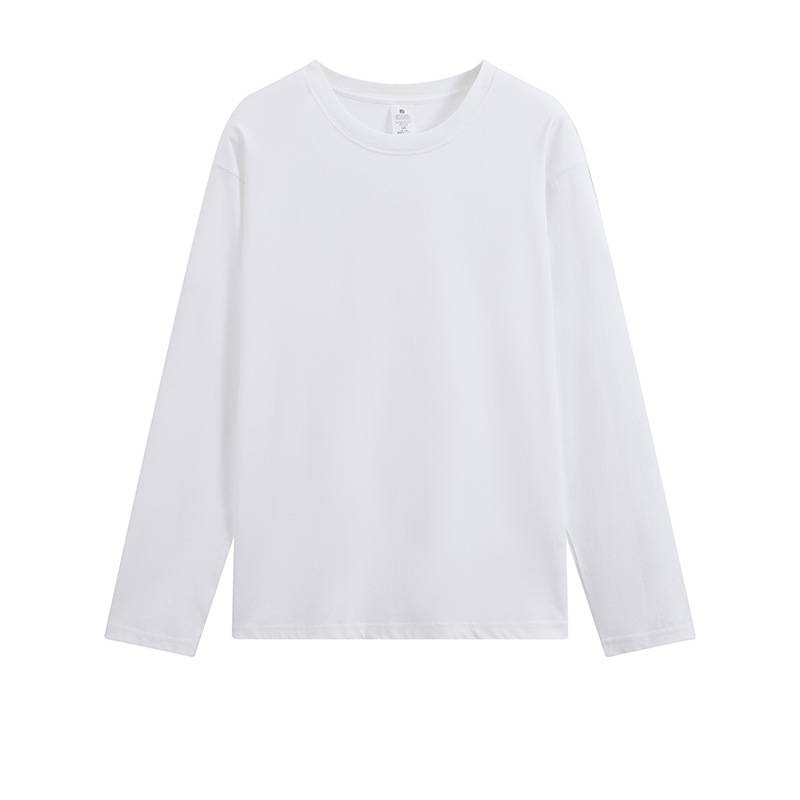 Long Sleeve Cotton Crew Neck Tee - White