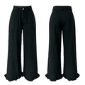 Ruffle Hem Wide Leg High Rise Jeans - Black