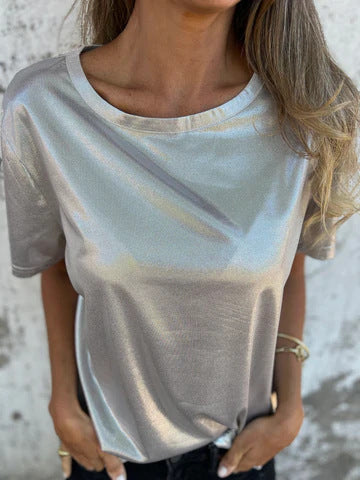 High Shine Crewneck Short Sleeve Tee - view 3