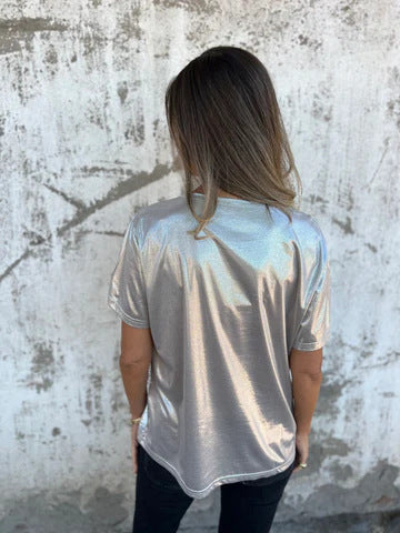 High Shine Crewneck Short Sleeve Tee - view 5