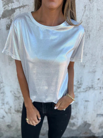 High Shine Crewneck Short Sleeve Tee - view 6
