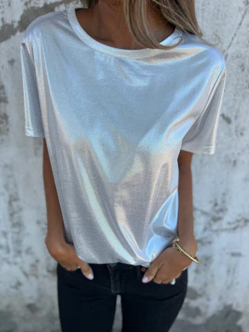 High Shine Crewneck Short Sleeve Tee - view 8