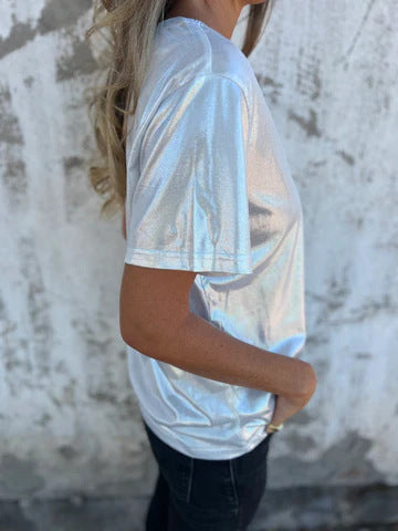 High Shine Crewneck Short Sleeve Tee - view 9