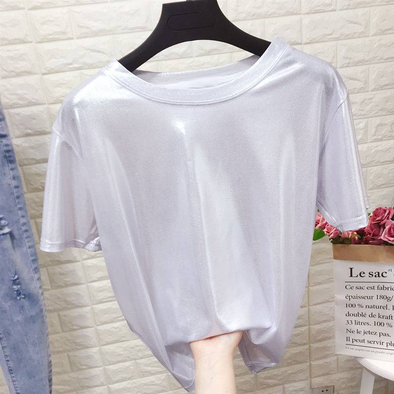 High Shine Crewneck Short Sleeve Tee - white