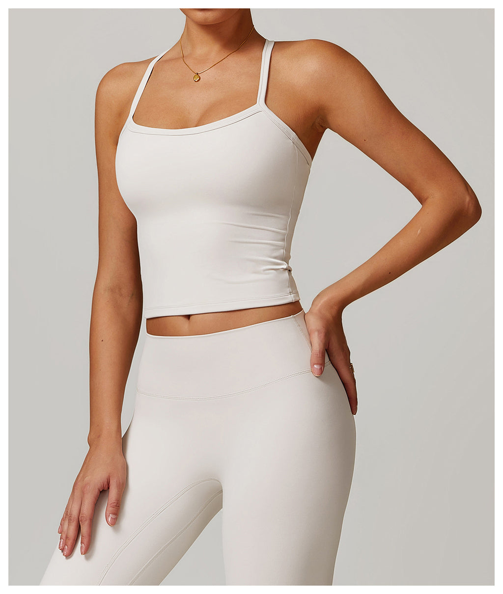 Strappy Back Built In Bra Yoga Vest - view 1