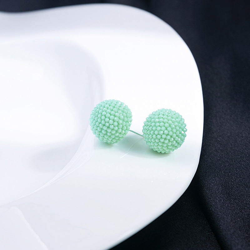 Textured Berry Ball And Heart Studs - Green