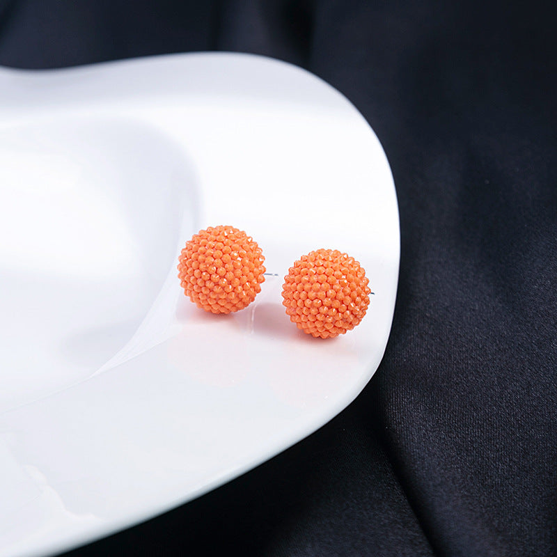 Textured Berry Ball And Heart Studs - Orange - 1