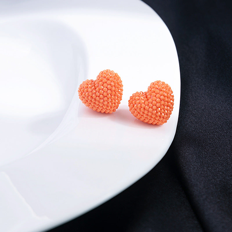 Textured Berry Ball And Heart Studs - OrangeLove - 1