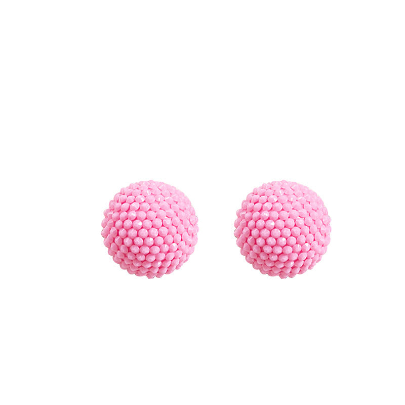 Textured Berry Ball And Heart Studs - Pink