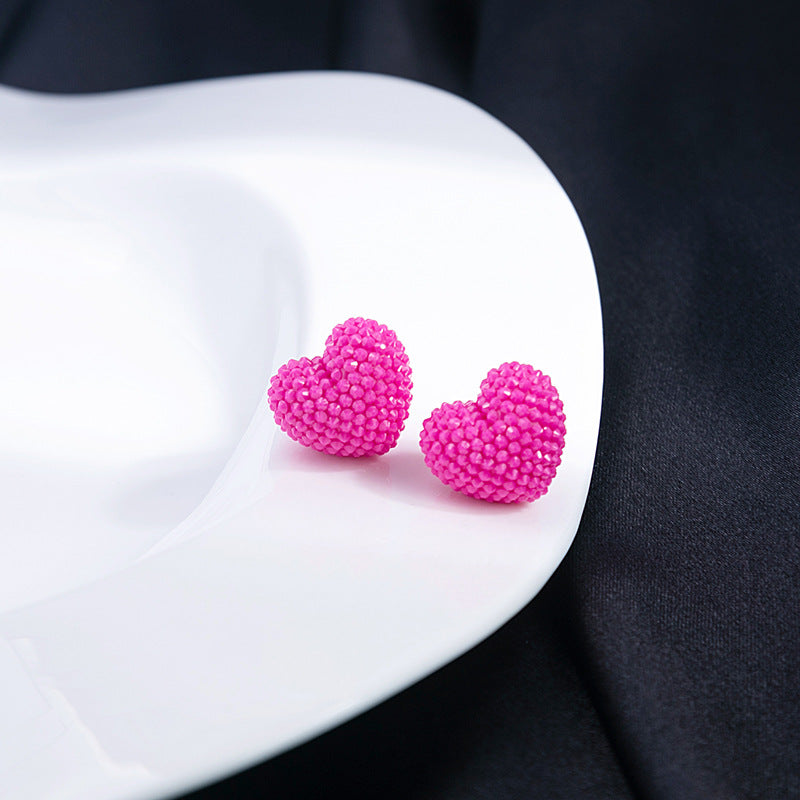 Textured Berry Ball And Heart Studs - RoseredLove