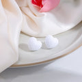 Textured Berry Ball And Heart Studs - WhiteLove
