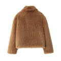 Boxy Teddy Faux Fur Zip Jacket - Brown