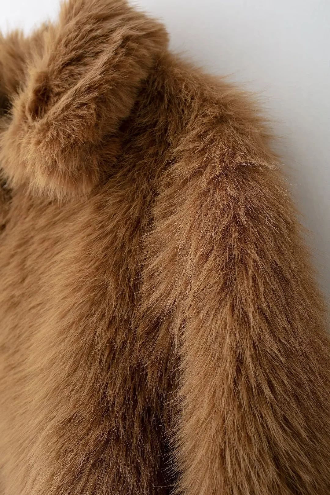 Boxy Teddy Faux Fur Zip Jacket - Brown - 6