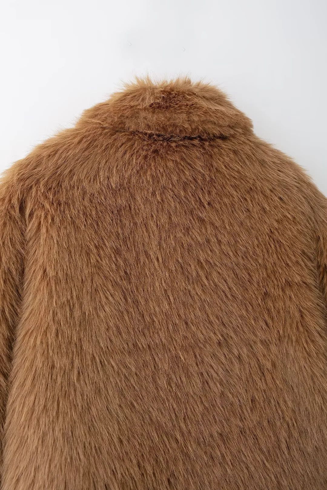 Boxy Teddy Faux Fur Zip Jacket - Brown - 8