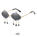 Rimless Cloud Lens Raindrop Charm Sunglasses - C1