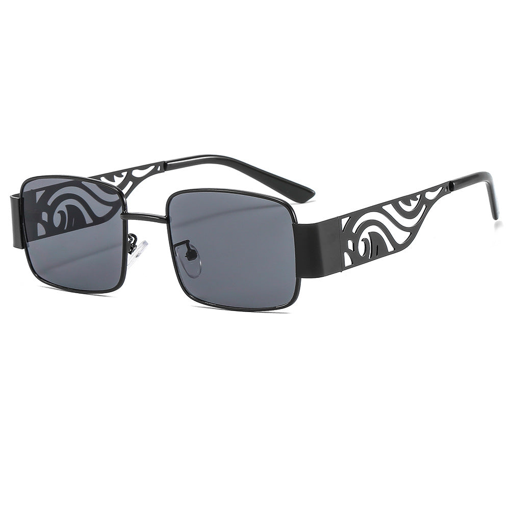 Cutout Temple Rectangle Retro Sunglasses - C2
