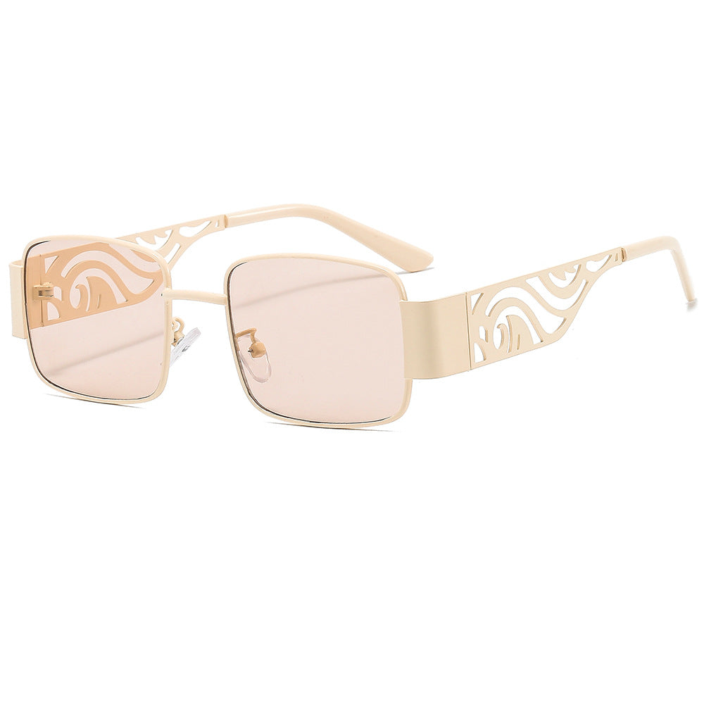 Cutout Temple Rectangle Retro Sunglasses - C5
