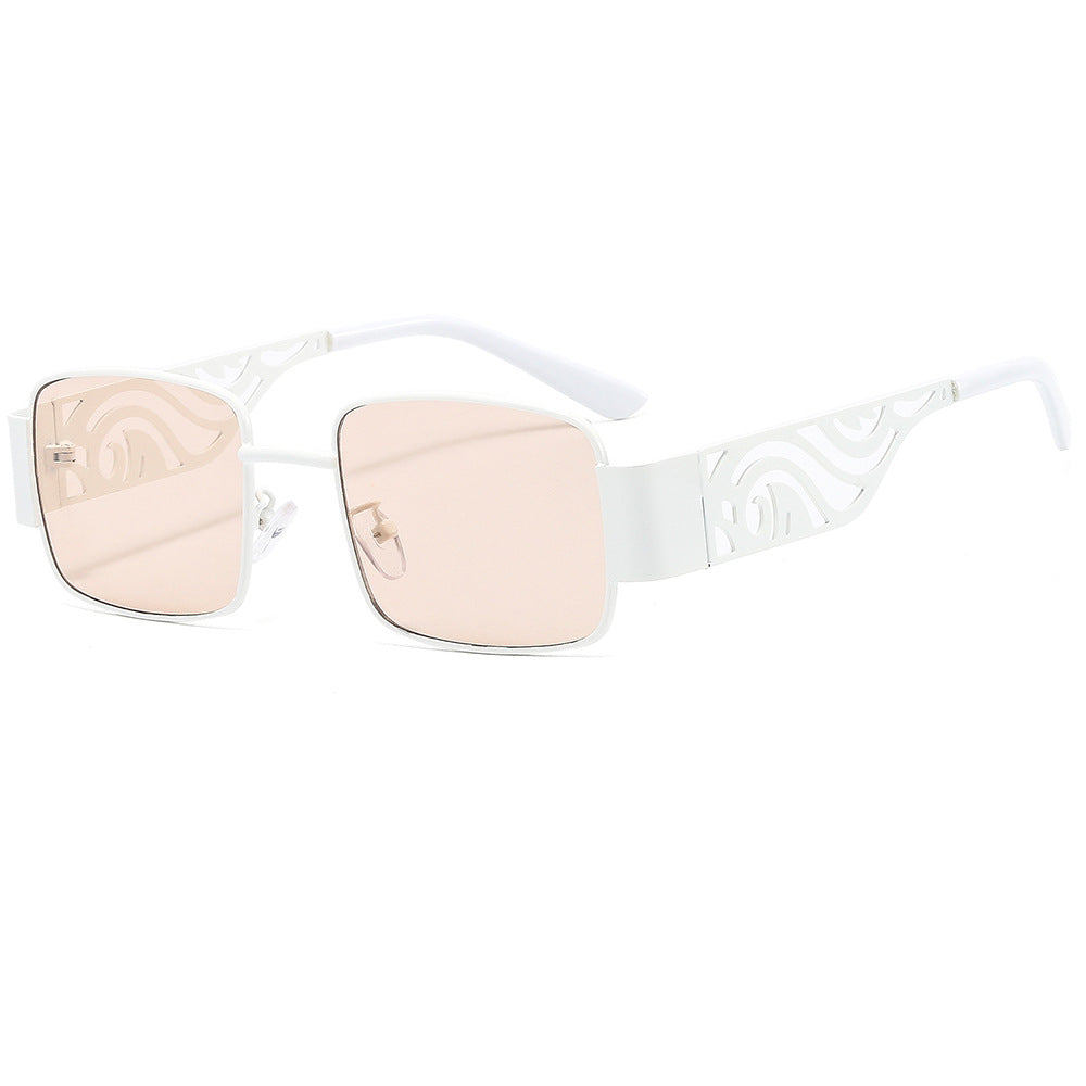 Cutout Temple Rectangle Retro Sunglasses - C6