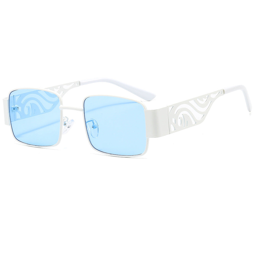Cutout Temple Rectangle Retro Sunglasses - C8