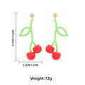 Beaded Cherry Drop Statement Earrings - Cherry