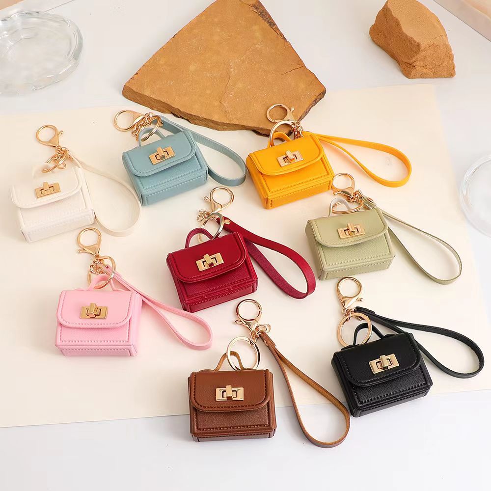 Turn Lock Mini Purse Bag Charm Keyring
