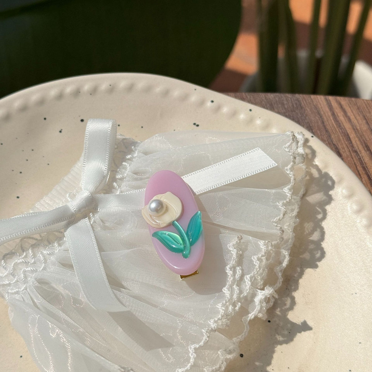 Pearl Tulip Flower Snap Hair Clips - Color_3
